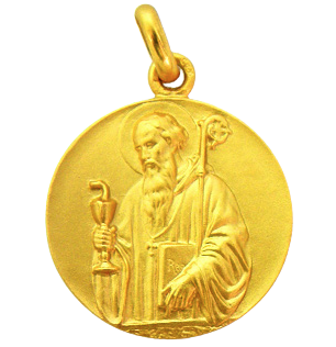Médaille Saint Benoit Or 18 K 24 mm